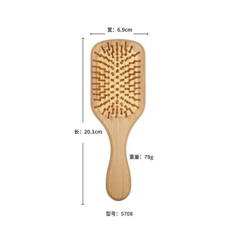 Hair Brushes Care Styling Tools Productswood Airbag Mas Carbonized Solid Wood Bamboo Cushion Antistatic Brush Comb Jlldbh Drop Deliv