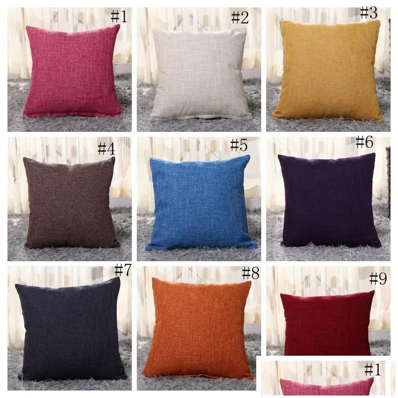 40cm*40cm Cotton-Linen Pillow Covers Solid Burlap Pillow Case Classical Linen Square Cushion Cover Sofa Decorative Pillows Cases