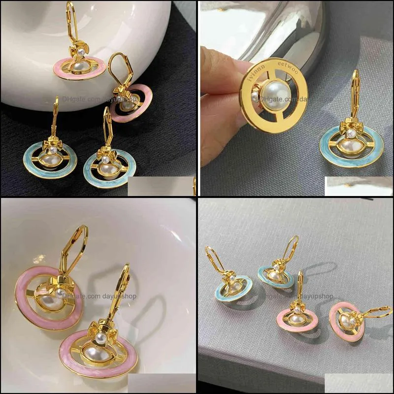 Vw designer earrings tide brand retro Saturn pendant earrings punk hip-hop accessories women`s fashion jewelry