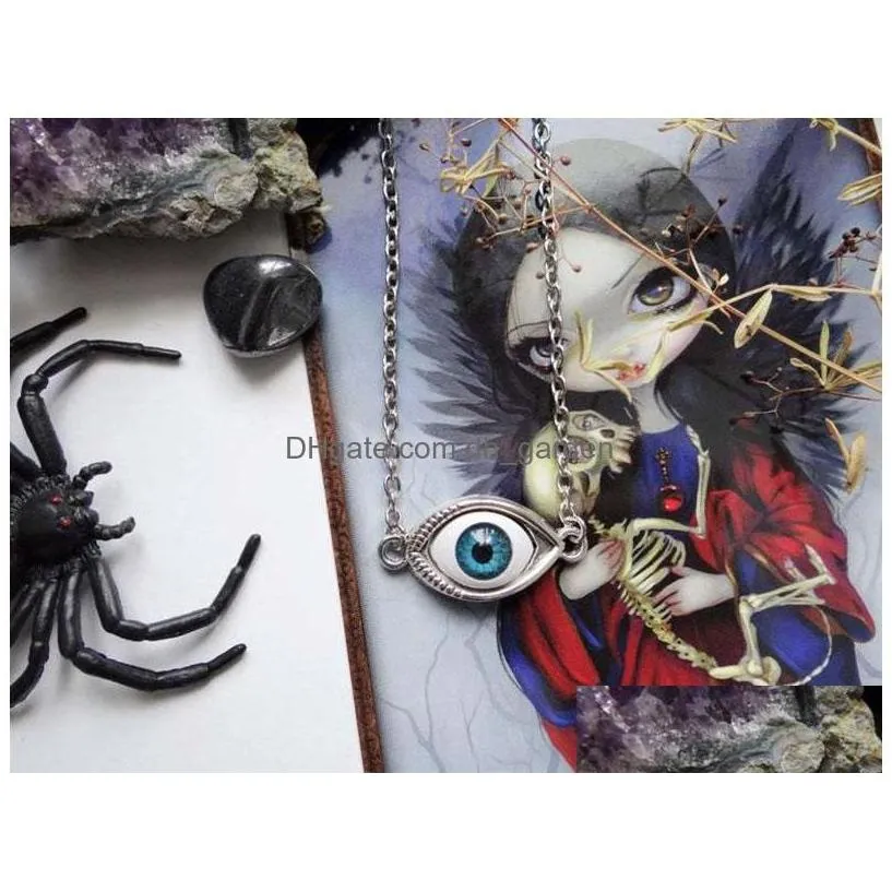 pendant necklaces vintage bronze turkish evil devil eyes necklace punk bff statement steampunk choker for women witch gothic dhnlr