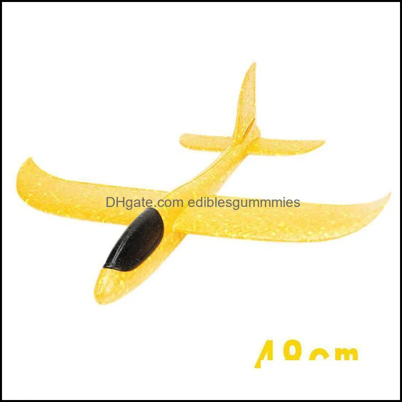 diy hand throw led lighting up flying glider plane toys foam airplane model outdoor games flash luminous toys for children fy3202