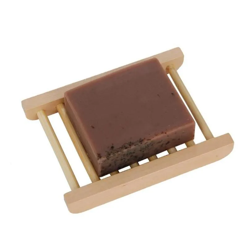 100PCS Natural Bamboo Trays Wholesale Wooden Soap Dish Wooden Soap Tray Holder Rack Plate Box Container for Bath Shower Bathroom SN233