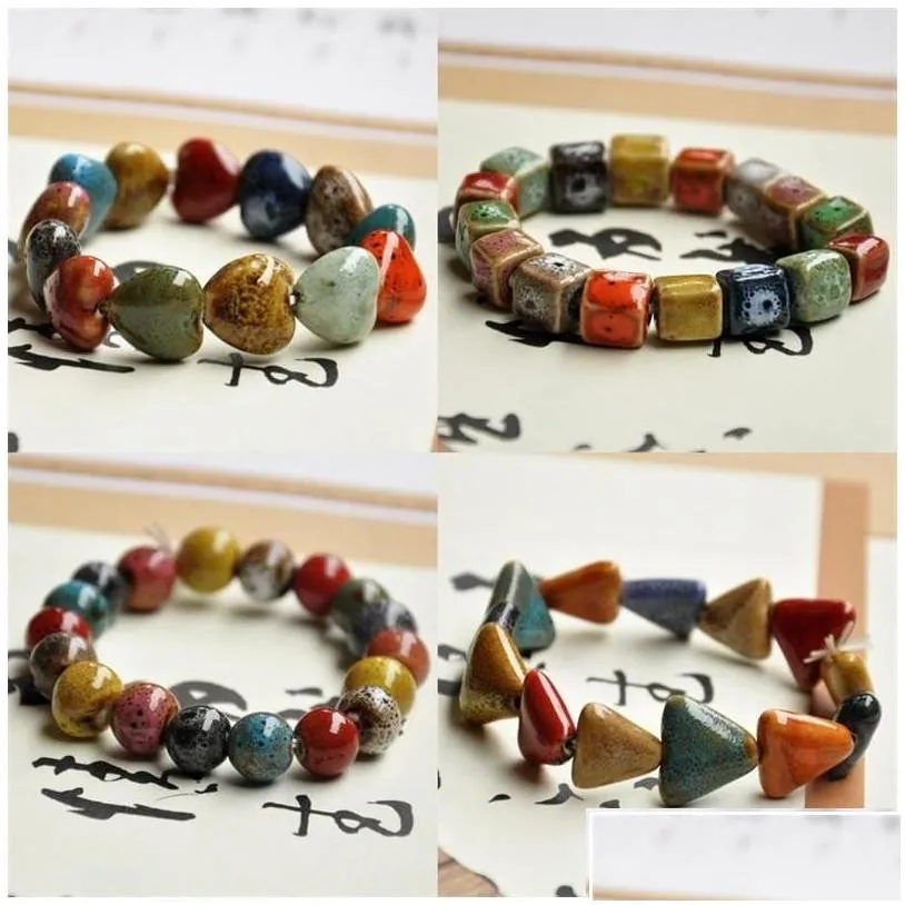 Beaded Brand Ceramic Jewelry Flower Glaze Beaded Bracelet Ladies National Wind Fb030 Mix Order 20 Pieces A Lot Strands C3 Drop Deliv