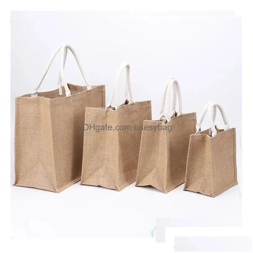 wholesale Sublimation Blanks Plain Natural Tote Bag Small Jute Bags For Diy Hand Painting Blank Polyester Canvas Totes With Handles