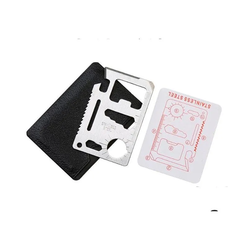 multifunction credit card knife for outdoor camping survival double saw sos pocket army knife tools 11 in 1