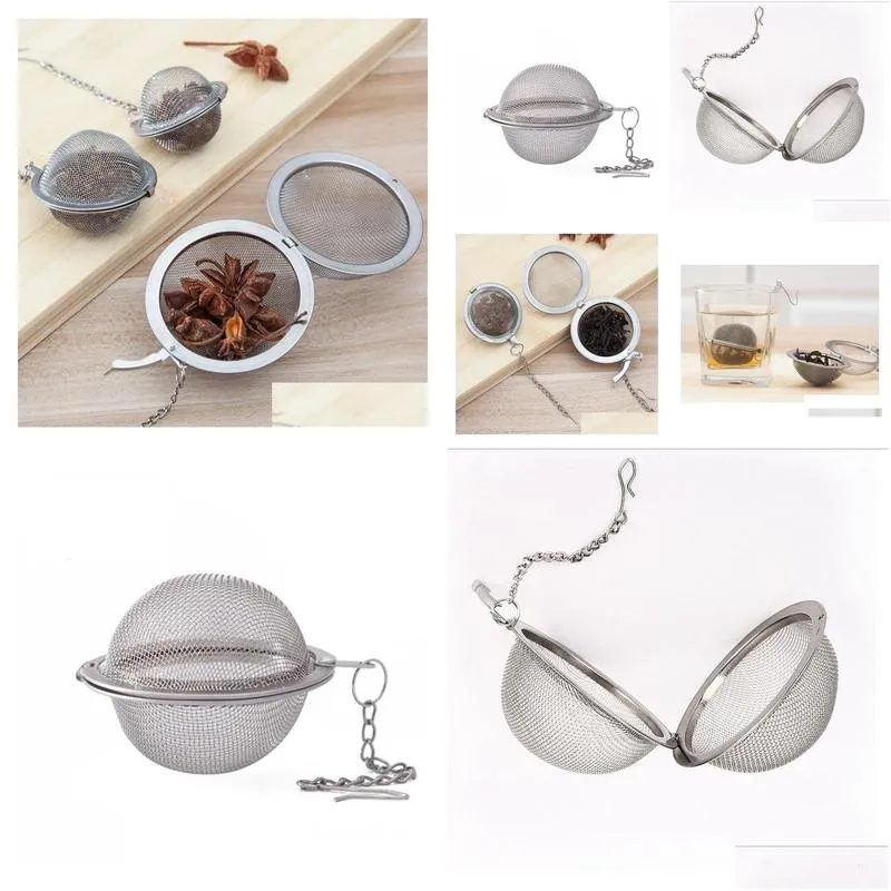 100pcs teaware stainless steel mesh tea ball infuser strainer sphere locking spice tea-filter filtration herbal cup drink tools