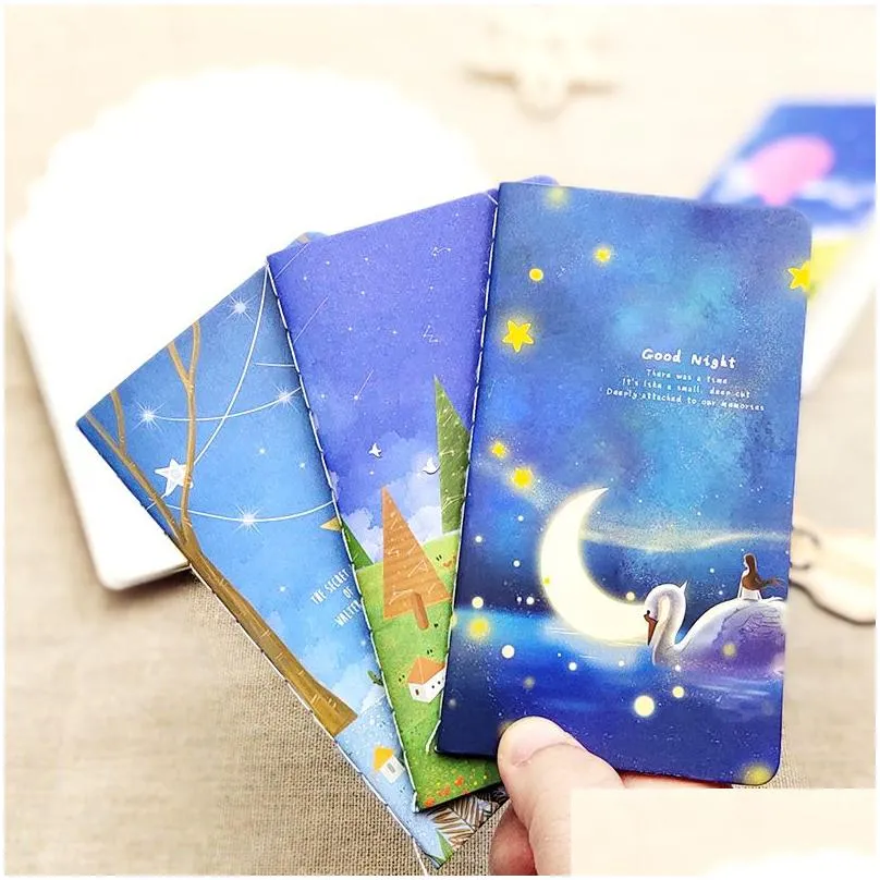 wholesale mini cute ocean series notebook wishing bottle childhood fantasy style notepad moon star universe diary portable notebook