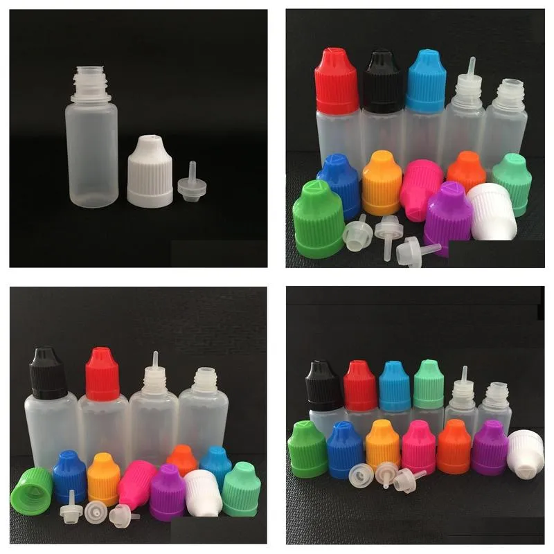 wholesale 5ml 10ml 15ml 20ml 30ml 50ml thin long lid softer dropper bottle plastic needle bottles with varible colors childproof caps for e