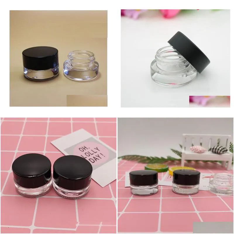 wholesale 500 x 3g traval small cream make up glass jar bottles with aluminum lids white pe pad 3cc 1/10oz cosmetic packaging