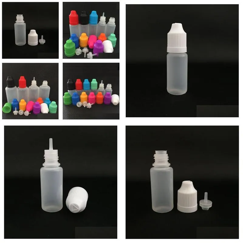 wholesale 5ml 10ml 15ml 20ml 30ml 50ml thin long lid softer dropper bottle plastic needle bottles with varible colors childproof caps for e