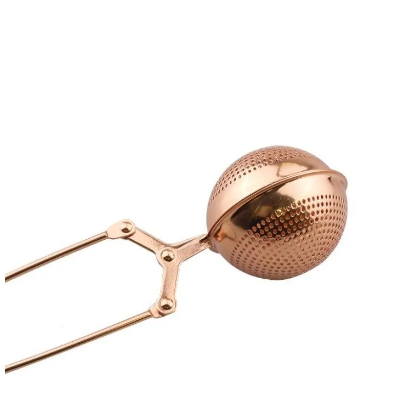 rose gold tea infuser ball stainless steel long handle loose leaf teapot filter ss304 strainer