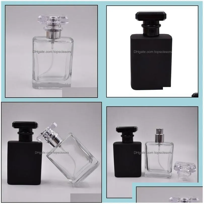 Perfume Bottle Portable Refillable Per Spray Bottle 50Ml Empty Vials Black Clear With Pump Sprayer Mist Atomizer Rrd3044 Drop Delive