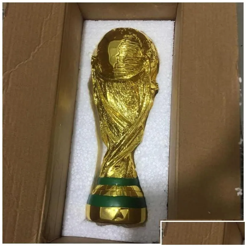 Arts And Crafts European Golden Resin Football Trophy Gift World Soccer Trophies Mascot Home Office Decoration Drop Delivery Garden