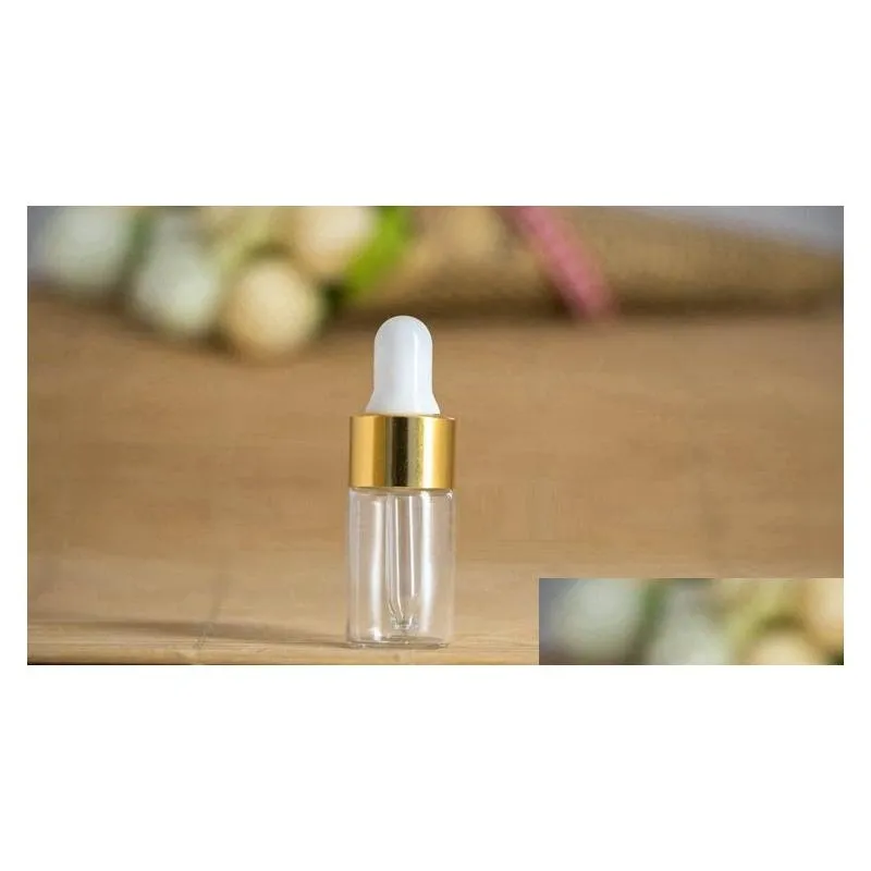 wholesale clear dropper 1ml 2ml 3ml 100pcs mini glass bottle essential oil display vial small serum perfume brown sample container