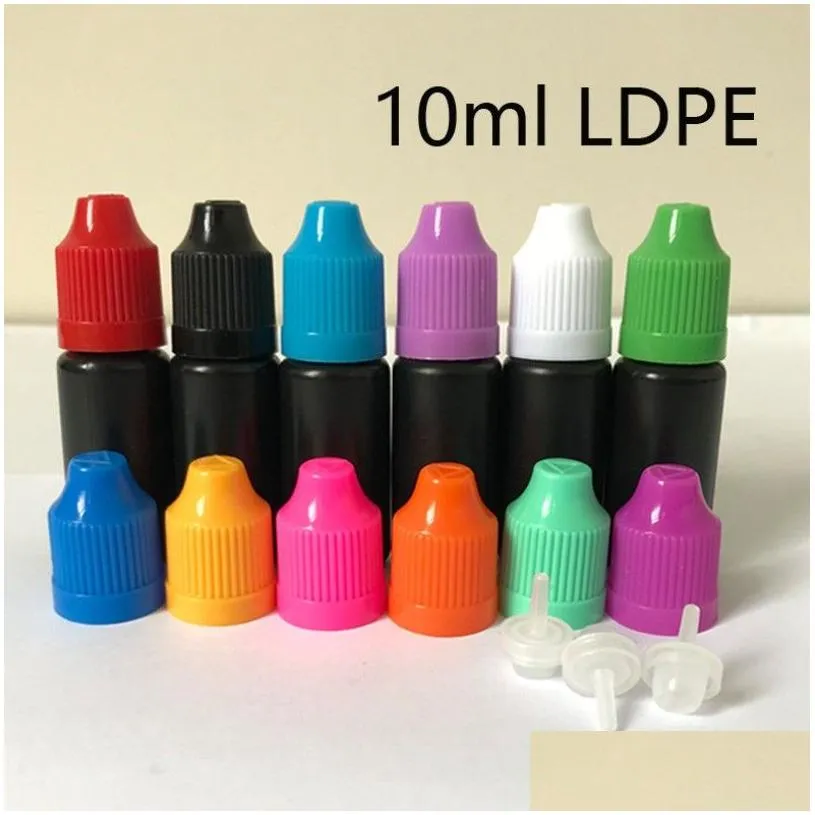 wholesale 10ml 30ml black dropper bottle plastic empty bottles with long and thin tips tamper proof childproof safety cap e liquid