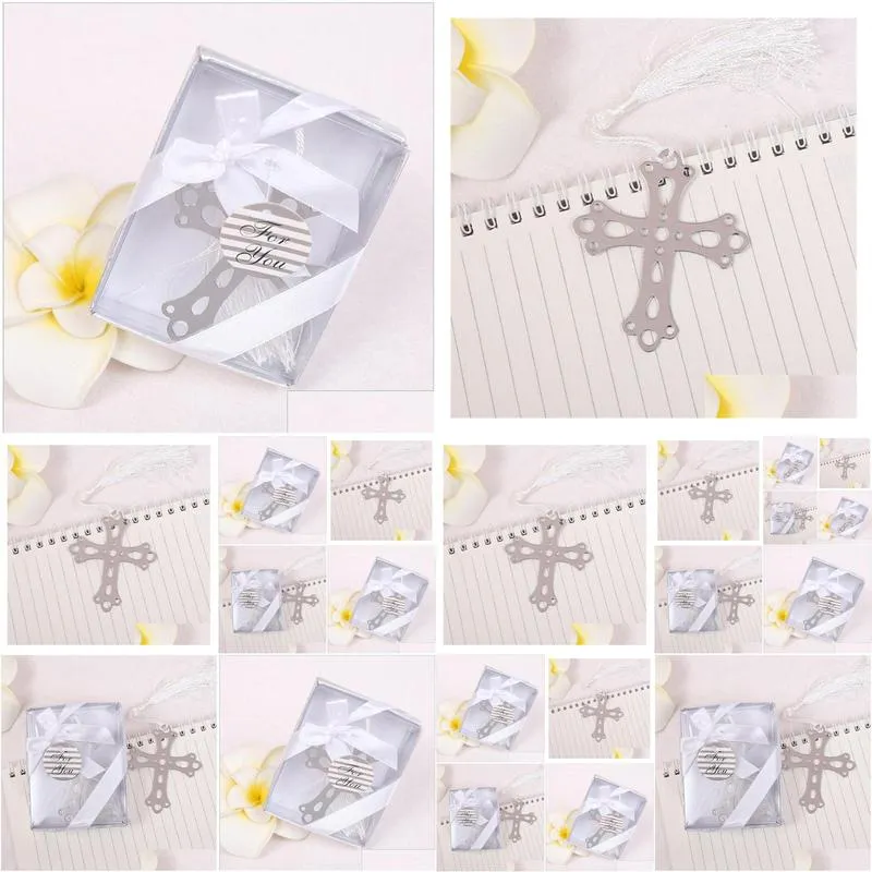 stainless steel cross bookmark for wedding baby shower party bookmarks favor gift