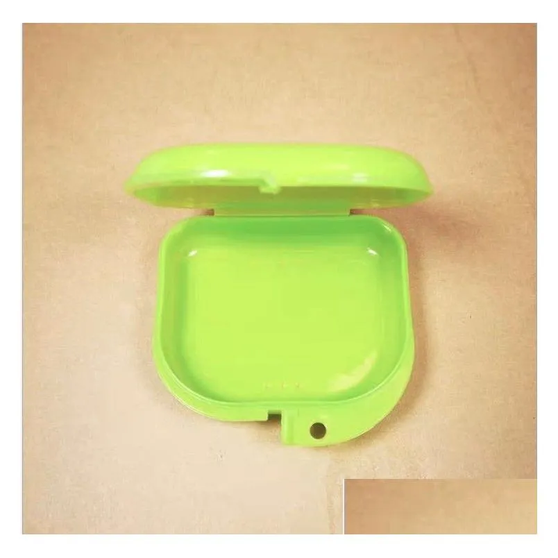 compact colorful dental orthodontic retainer box/case mouthguards false teeth dentures sport guard storage box