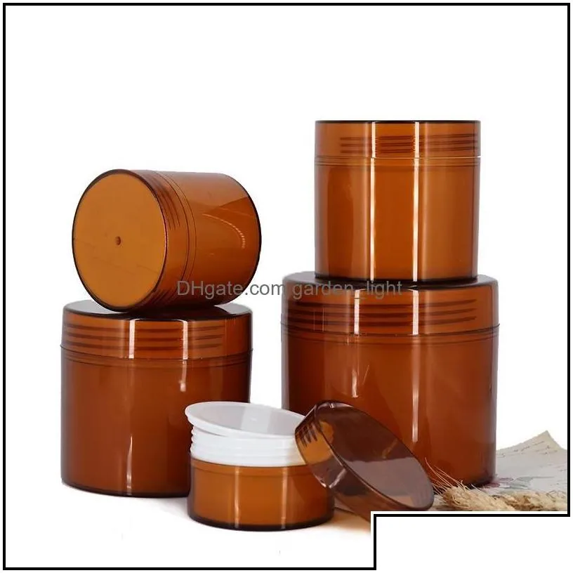 wholesale cream jar amber brown pet plastic cosmetic jars containers for lotion mask 50g 100g 200g 300g 500g drop delivery office school busin