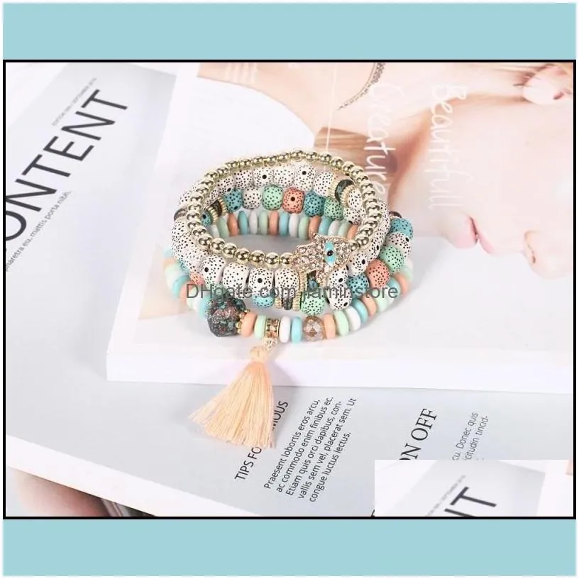 beaded bracelet bangles for women jewelry fashion vintage ethnic mtilayer punk big beads charm bracelets boho statement flower n128