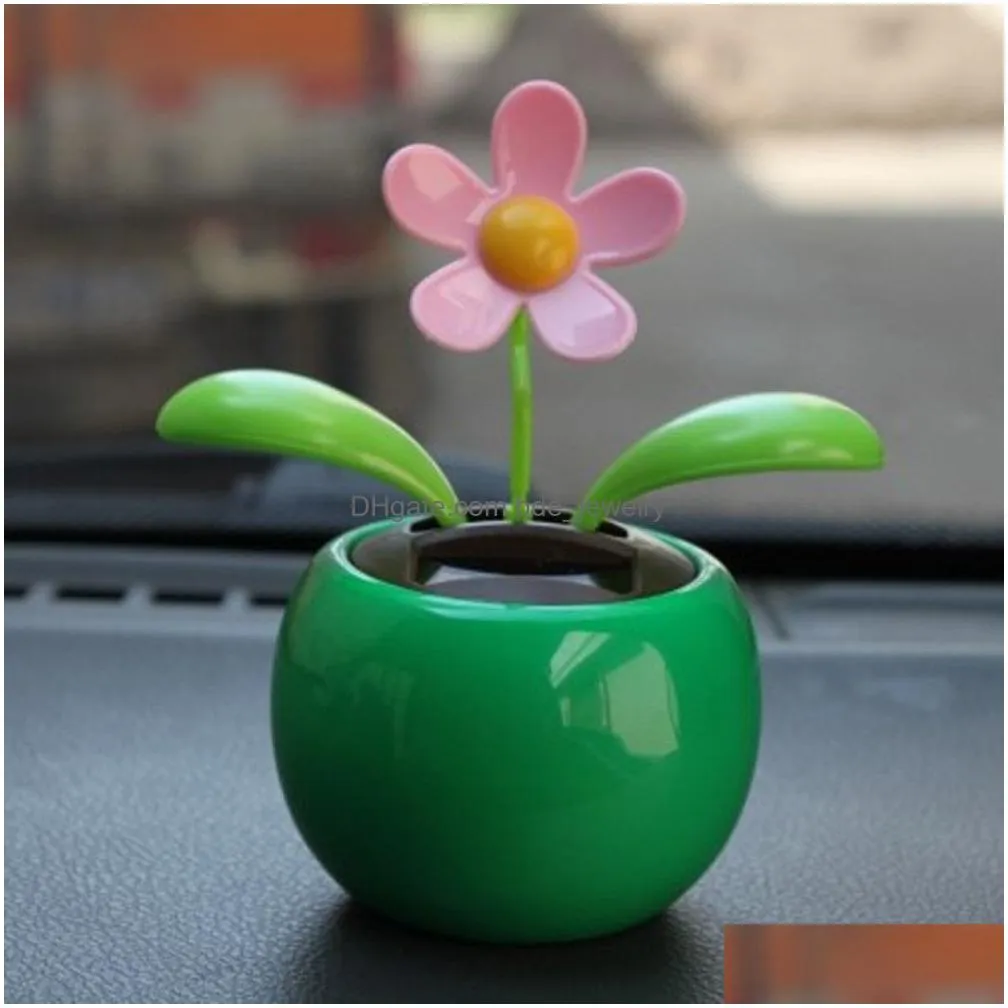 wholesale- muqgew colorful solar powered dancing flower swinging animated dancer toy car decoration car solar flowers accessories