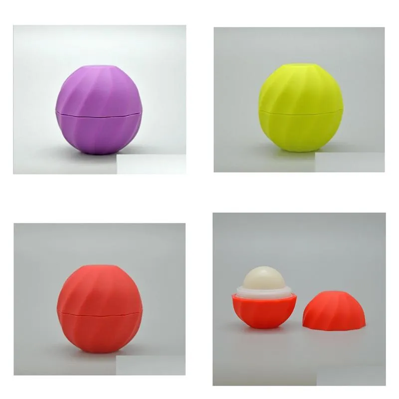 wholesale blank cosmetic ball container 7g 5colors lip balm jar eye gloss cream sample case red orange purple green black