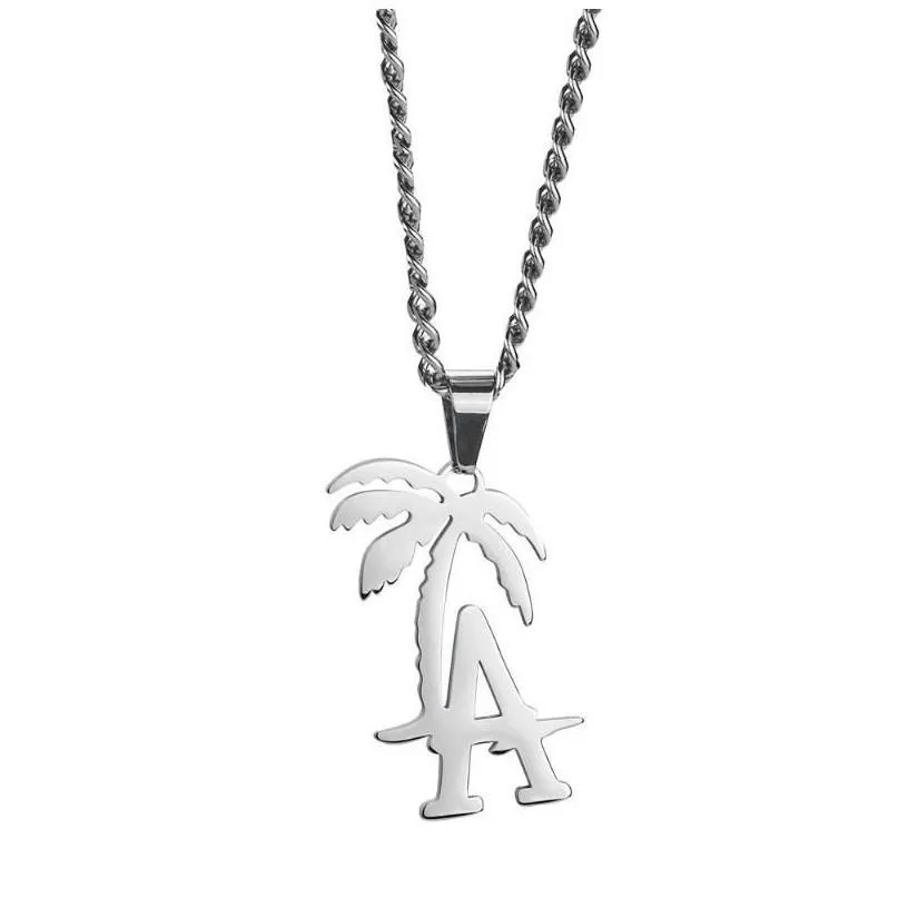 pendant necklaces hip hop west coast rapper la palm tree titanium steel necklace cool beach coconut cuban chain jewelry morr22 drop