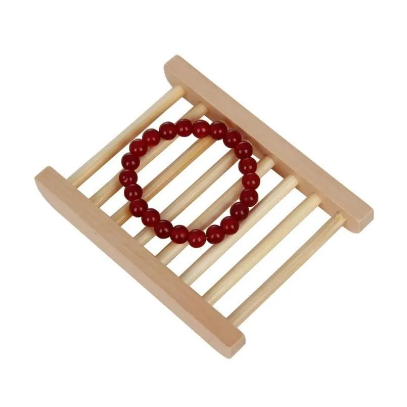100PCS Natural Bamboo Trays Wholesale Wooden Soap Dish Wooden Soap Tray Holder Rack Plate Box Container for Bath Shower Bathroom SN233