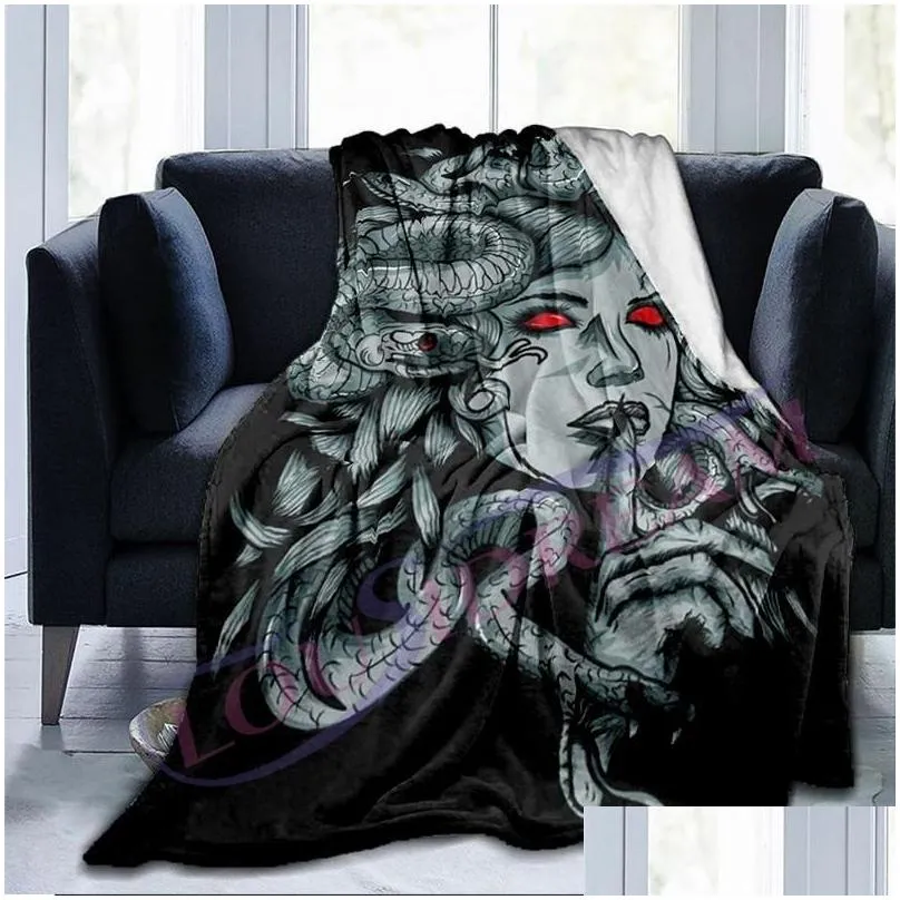 Blankets Pink Skulls Plush Blanket Evil Cupid Personality Girl Sofa Tapestry Bohemian Leisure Cover BlanketBlankets