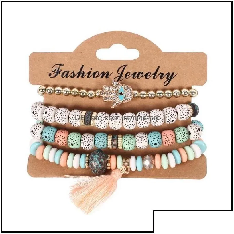 beaded bracelet bangles for women jewelry fashion vintage ethnic mtilayer punk big beads charm bracelets boho statement flower n128