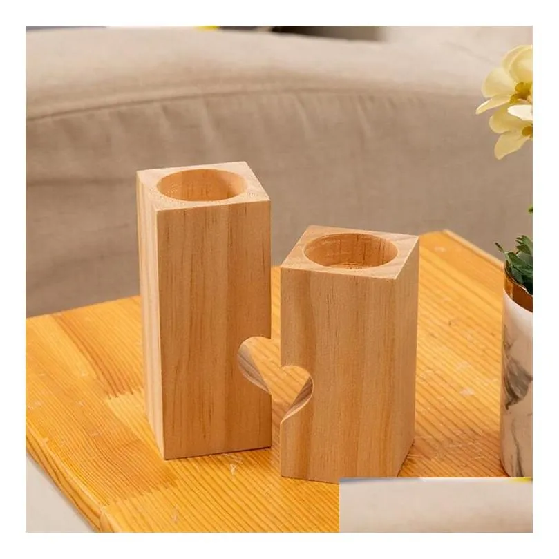 Natural Wood Tea Light Candle Holders Heart-Shaped Romantic Candle Holders Cute Decorative Wedding Decor Home Decor