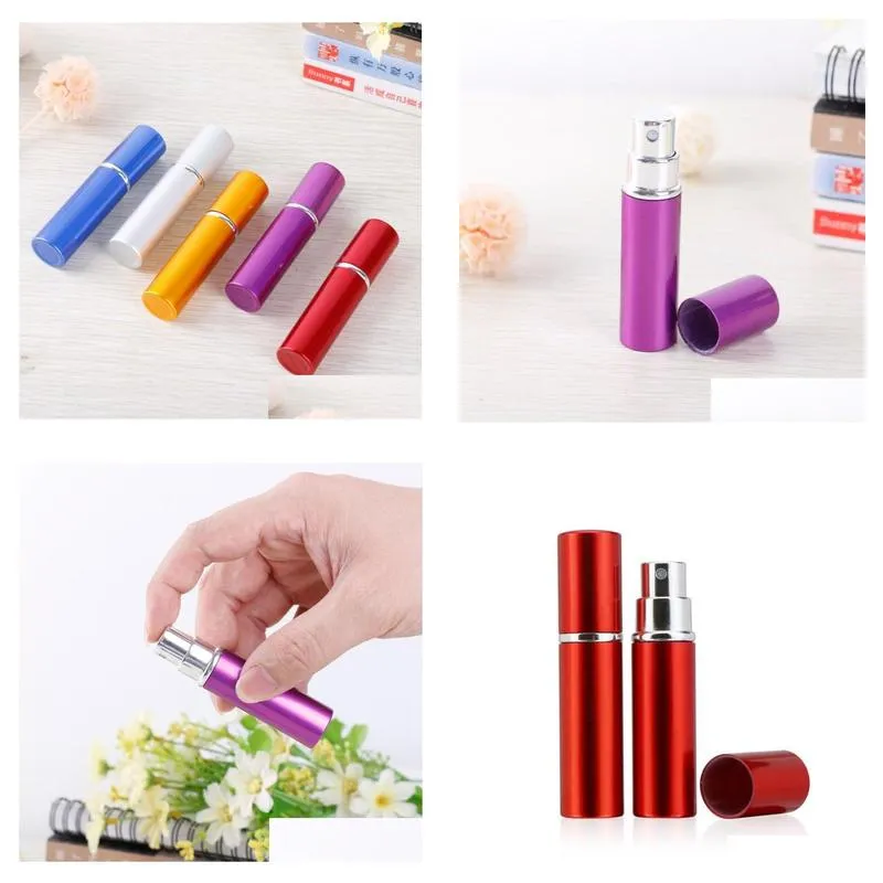 wholesale 5ml perfume bottle aluminium anodized compact perfum atomizer fragrance scent-bottle travel refillable makeup spray bottles