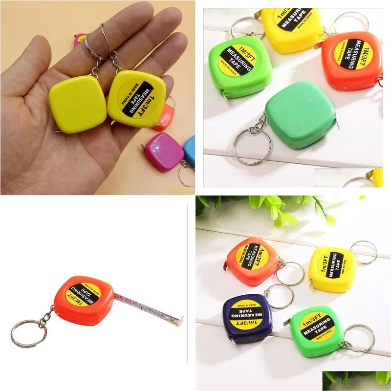 wholesale mini 1m tape measure with keychain small steel ruler portable pulling rulers retractable tape measures flexible gauging