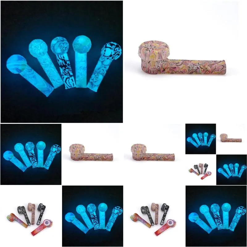 luminous patterned silicone hand pipe glow in the dark 3.5 environmentally fda silicones waters pipes vs glass smoking water bong