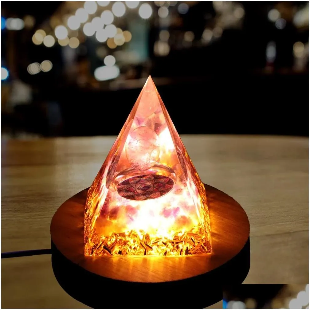 home decor wooden led light dispaly base usb rechargeable crystal glass resin art ornament wood night lamp base holder display