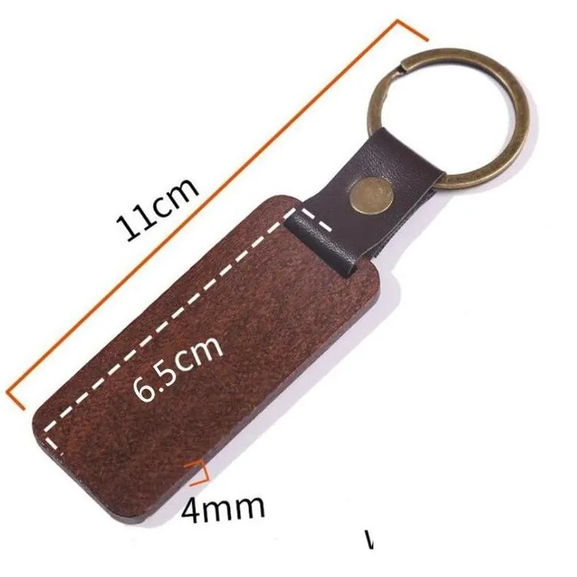 keychains lanyards wooden personalize blanks for engraving handmade leather keychain round rec wood lage decoration key ring diy t