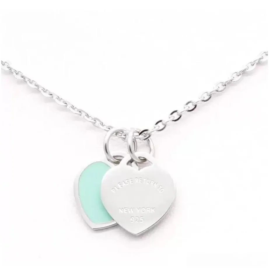 pendant neckalce design brand heart love necklace for women stainless steel accessories zircon green pink women jewelry gift