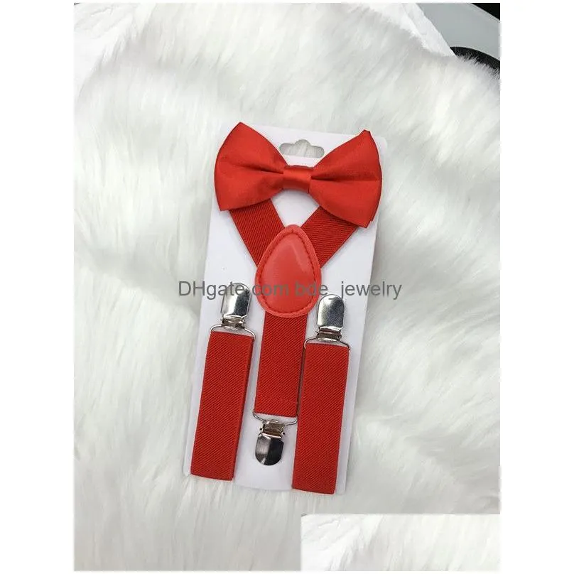 16colors kids suspenders bow tie set for 1-10t baby braces elastic y-back boys girls accessories