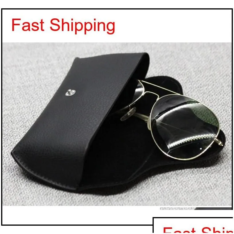 Wholesale Black Sun Glasses Case Retro Brown Leather Sunglasses Box Discount Cheap Fashion Eye Glasses Pouch Without Cleaning Cloth