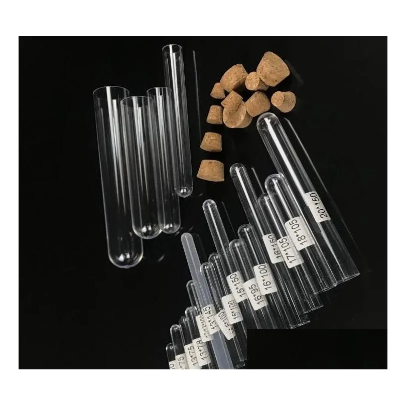 wholesale 1000pcs Plastic Test Tube With Cork Stopper Packaging Bottle 7ml 10ml 12ml 15ml 20ml 25ml 30ml 50ml Lab Supplie 20cc Clear Cosmetic-Tube