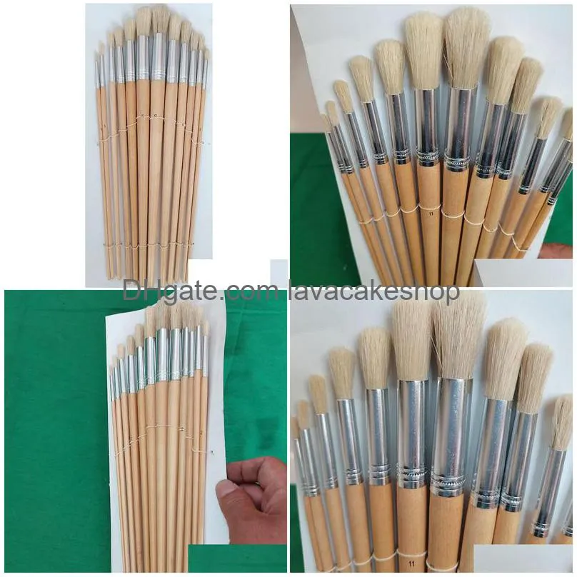 professional artist paint brush set of 12 with storage case includes round and flat art brushes with hog ponyand