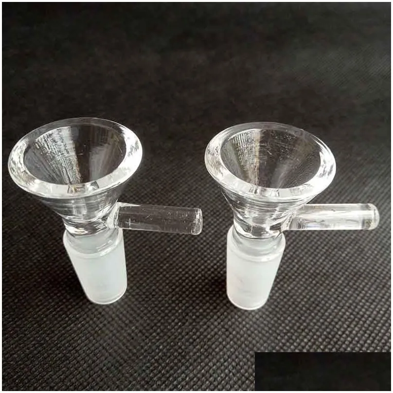 Thick Round Funnel Glass Bowl hookah Herb Dry Oil Burners With Handle 3 Types 14mm 18mm male For Smoking Tools Accessories Glass Bongs