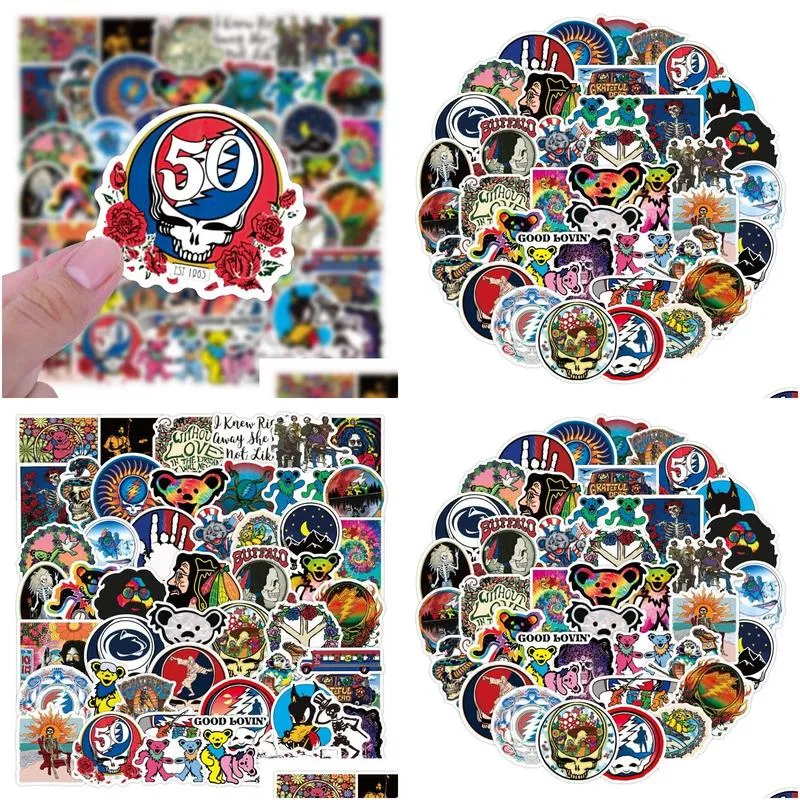 50Pcs Rock band Grateful Dead sticker Rock and roll Graffiti Kids Toy Skateboard car Motorcycle Bicycle Stickers Decals Wholesale