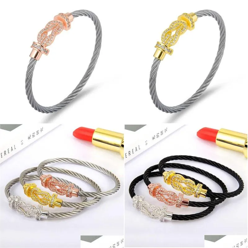 Designer bracelet luxury Trendy Bracelet Wire Rope Magnetic Buckle 8-shaped Brick Inlaid Bracelet Cross Head Micro Inlaid Bracelet