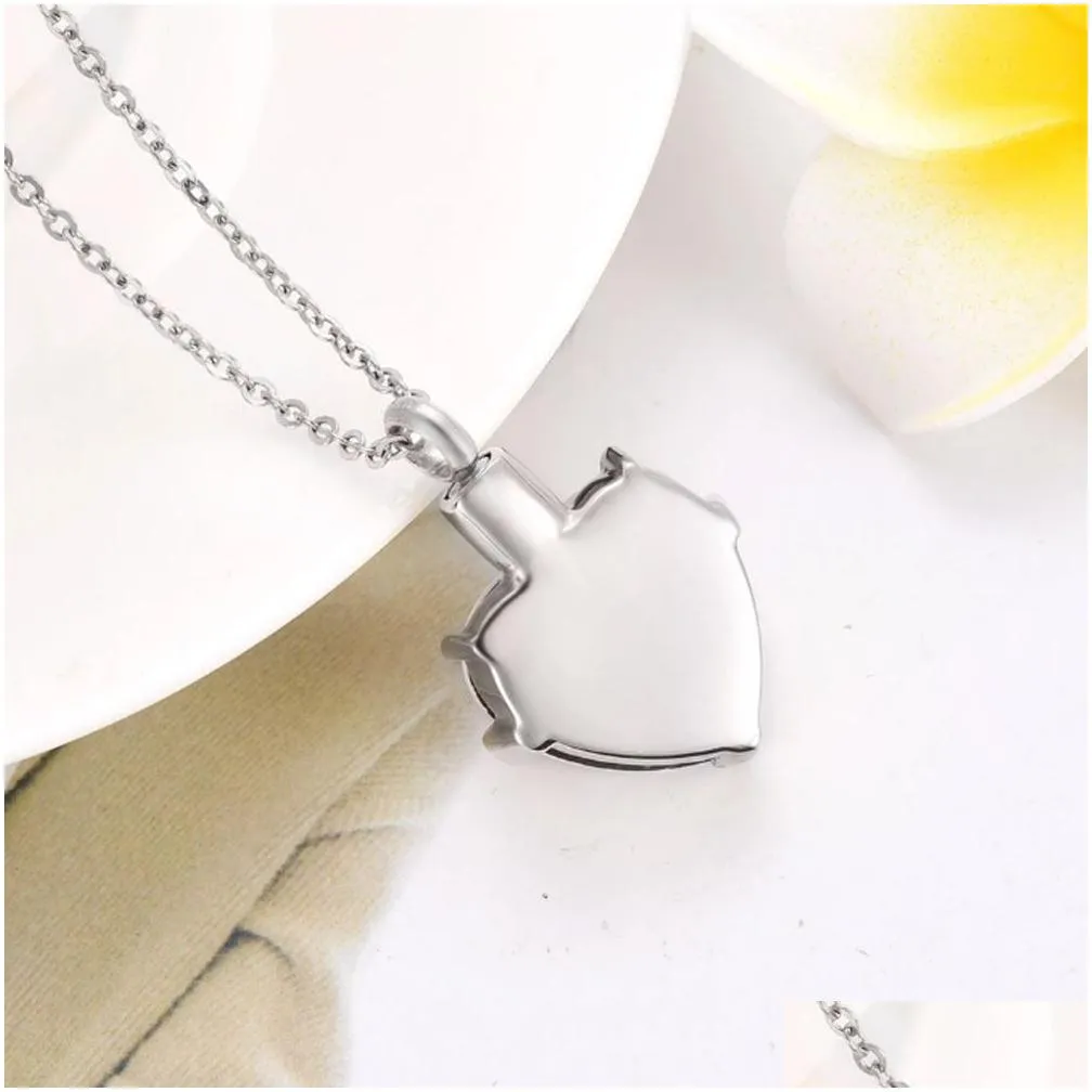 Crystal Heart Shape Cremation Jewelry Memorial Urn Necklace for Ashes, Stainless Steel Ash Holder Pendant Keepsake Charms