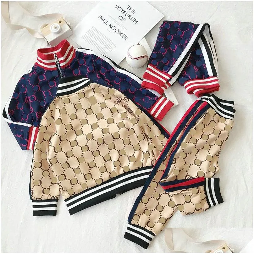 Kids Clothing Sets Boys Girls Tracksuits Suit Letters Print 2pcs Designer Jacket Pant Suits Chidlren Casual Sport Clothes 90-140 2