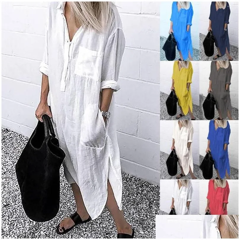 casual dresses woman long shirt dress cotton korean clothing white boho beach big maxi blue summer 2023 autumn oversized pure