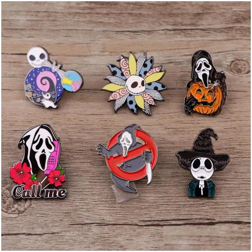 Brooches The Nightmare Before Christmas Halloween Badges Enamel Pin Bag Lapel Pins On Backpack Jewelry Gift Accessories