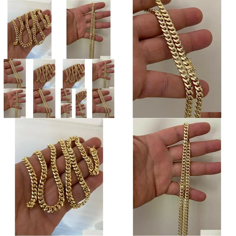 Real 10k Yellow Gold Plated Mens  Cuban Link Chain Necklace Thick 6mm Box Lock