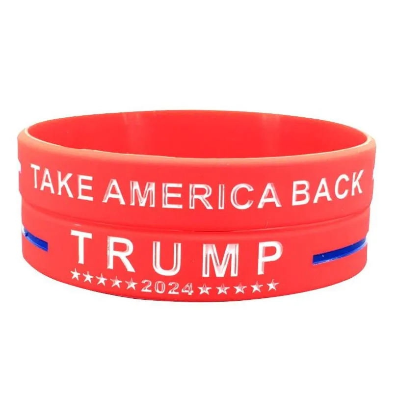 Trump 2024 Silicone Bracelet Black Blue Wristband Party Favor