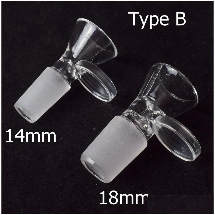 Hookahs Smoking Glass Bowl Tobacco And Herb Dry Bowls Slide For Bong Pipes 14mm 18mm Male Bowl With Handle